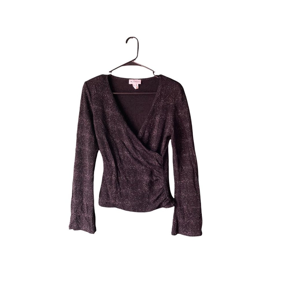 Small | vintage 90's METAPHOR Black Glitter Flare sleeve top